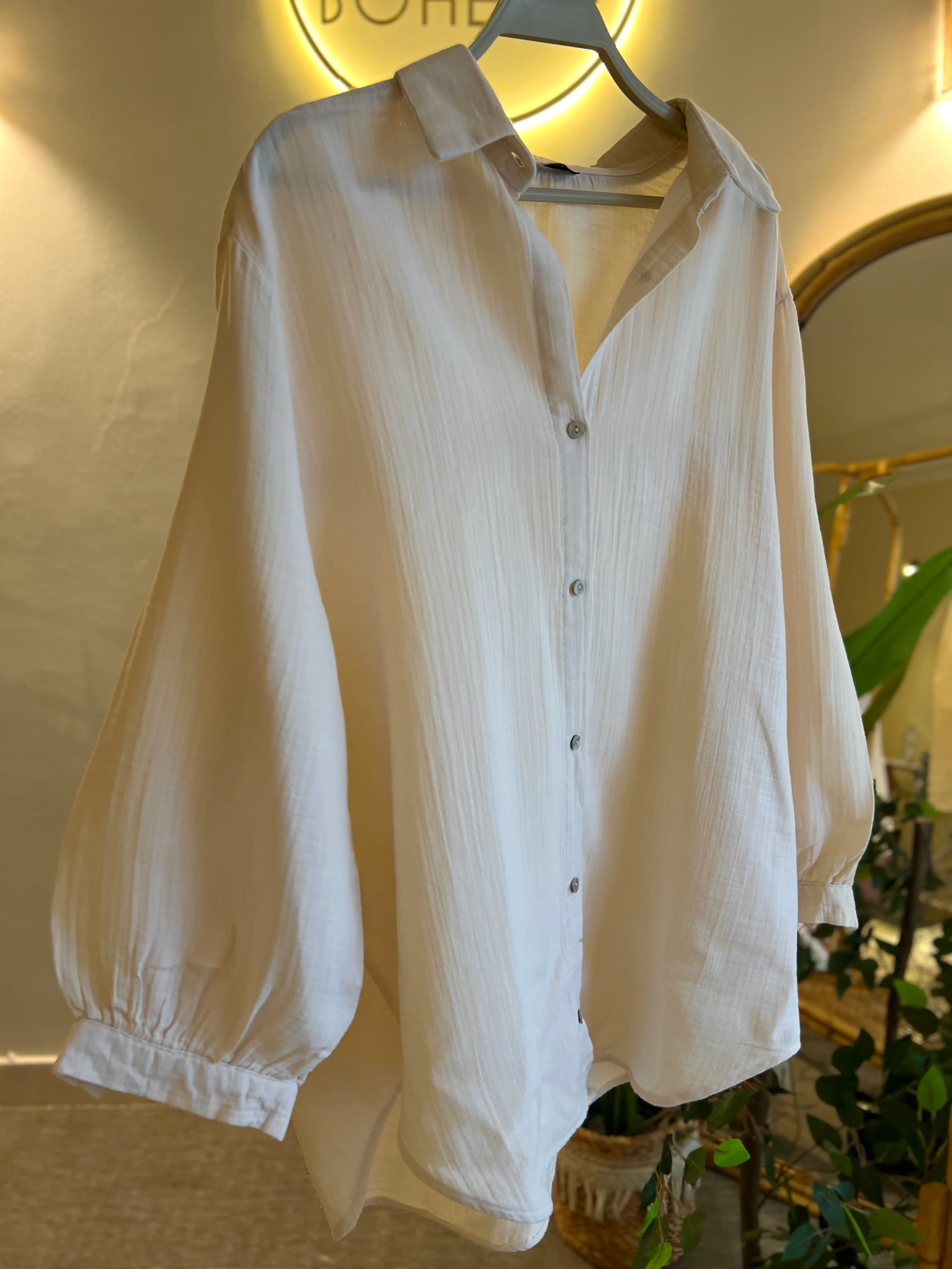 Beige Muslin Cotton Oversized Shirt - Image 3