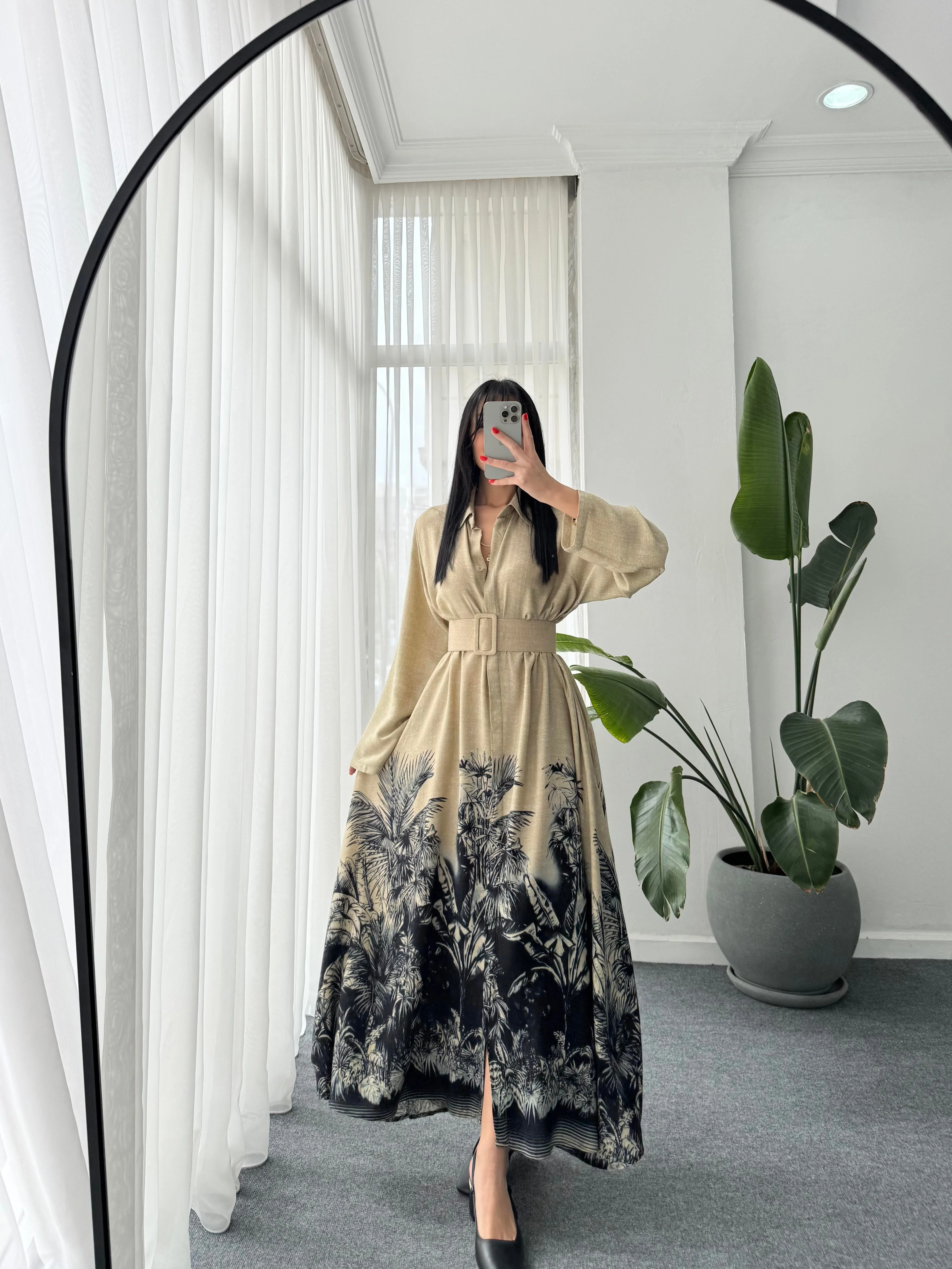 Beige X Brown Belted Shirt Dress - Image 6