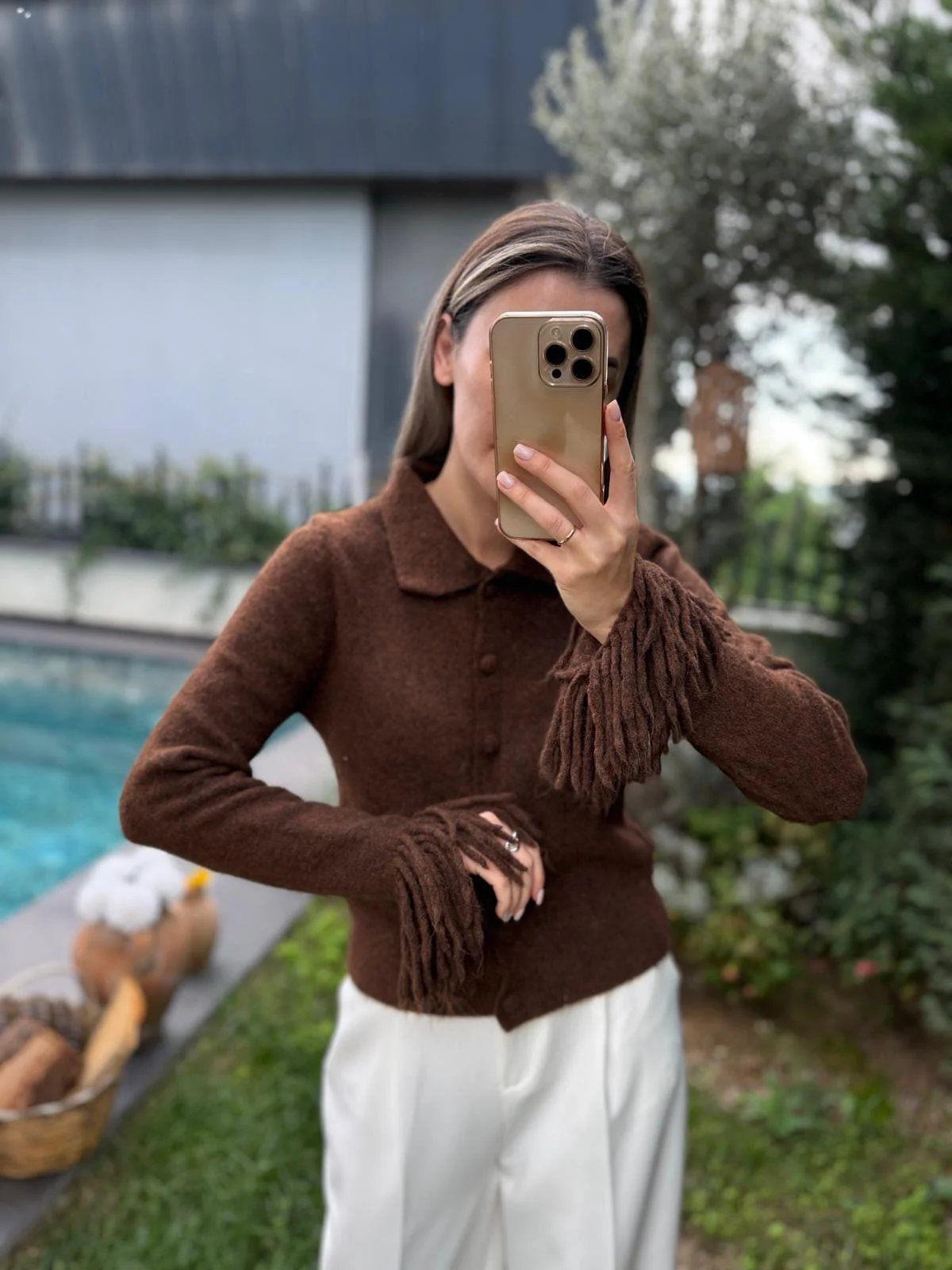 Brown Cardigan With Fringes - Image 5