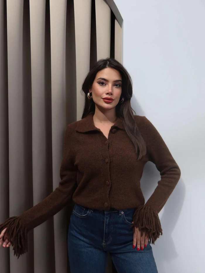 Brown Cardigan With Fringes - Image 7