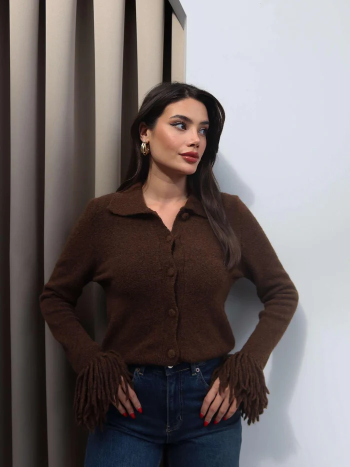 Brown Cardigan With Fringes - Image 8
