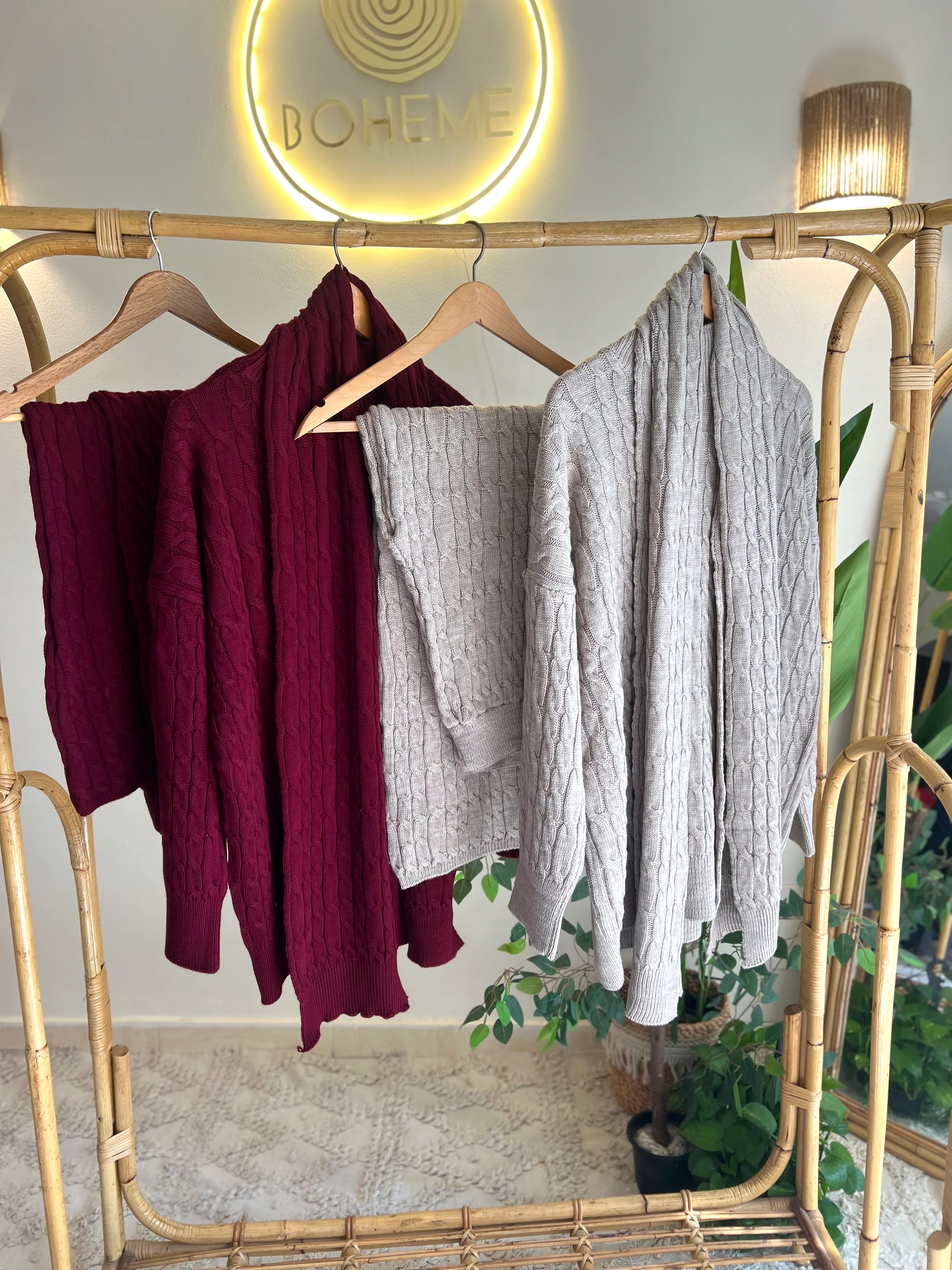 Cafe Braided Triko Set With Scarf - Image 3