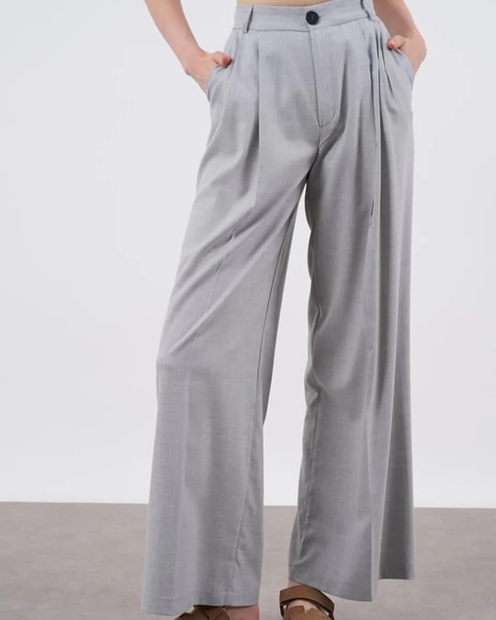 Grey Classic Palazzo Pants - Image 4