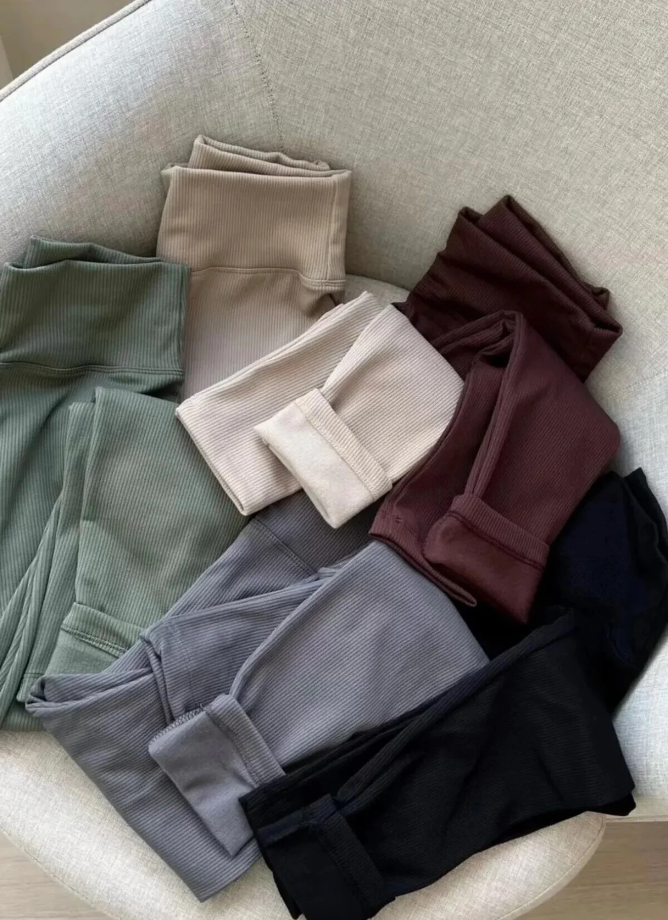 Brown Ribbed THERMAL Leggings - Image 3