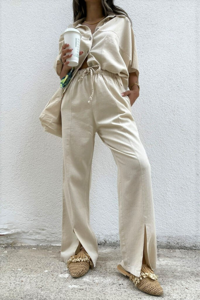 Linen Split Hem Pants - Image 7