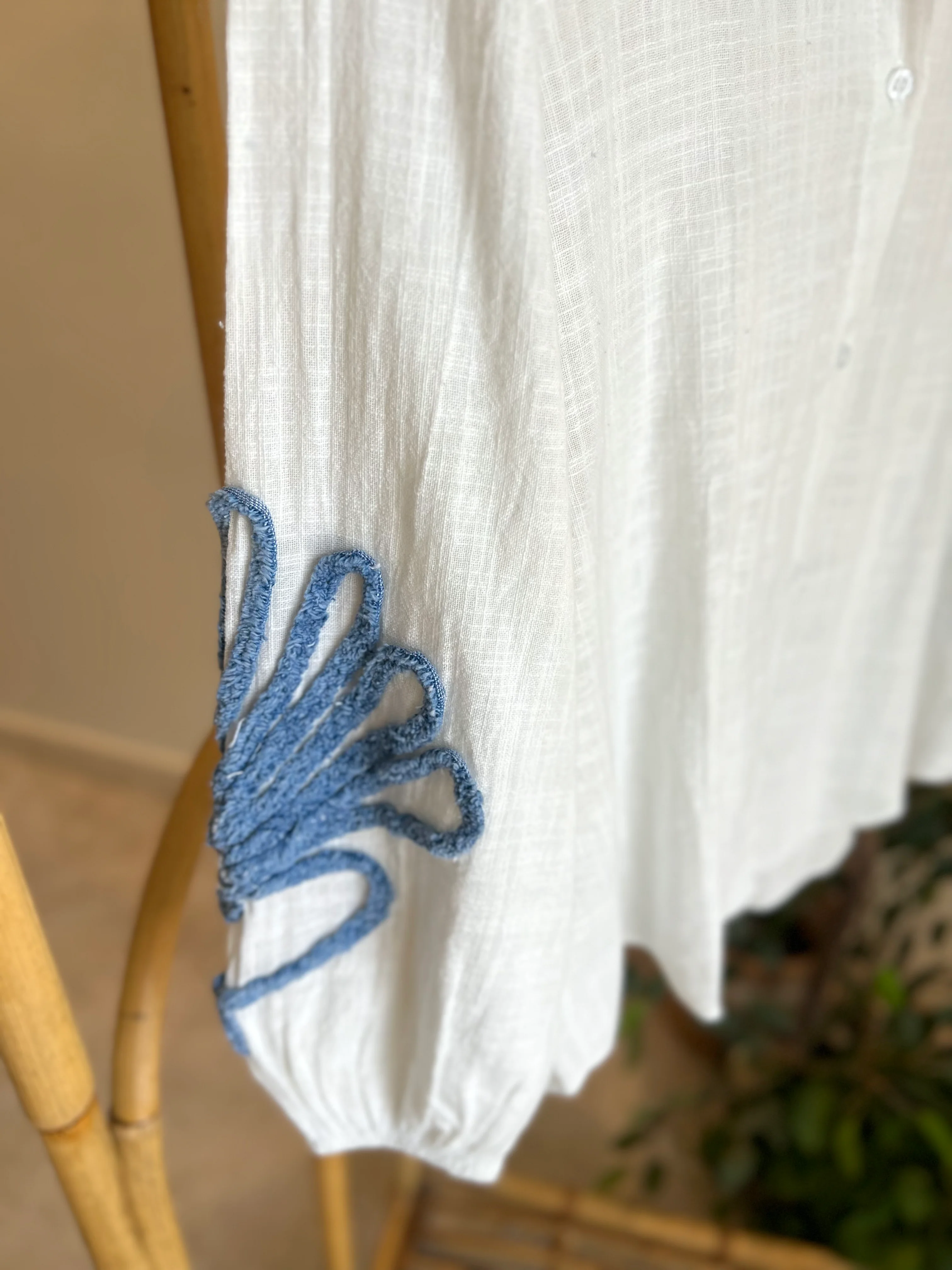 Linen X Denim Embroidered Shirt - Image 3