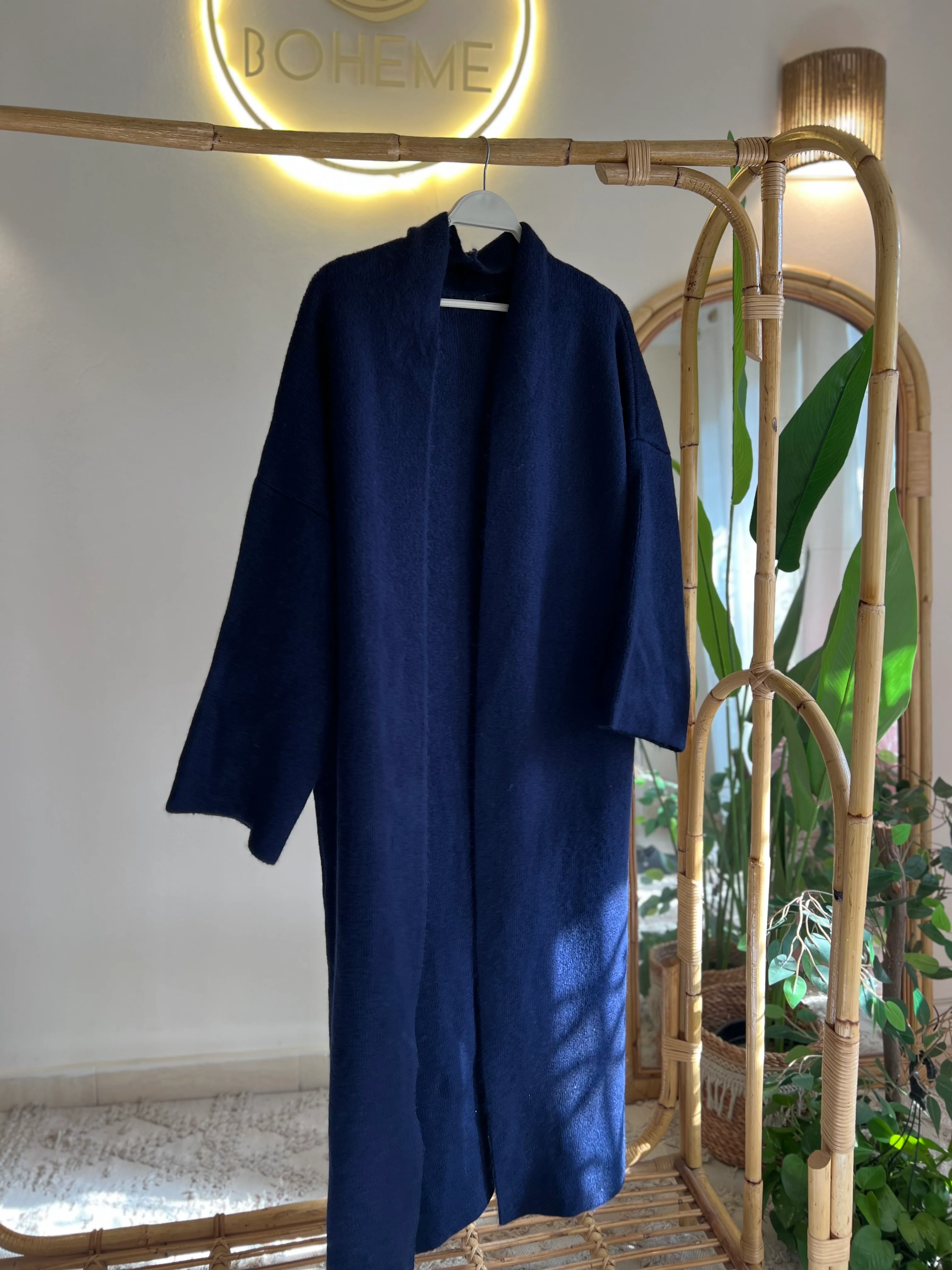 Navy Heavy Longline Coat Cardigan - Image 3