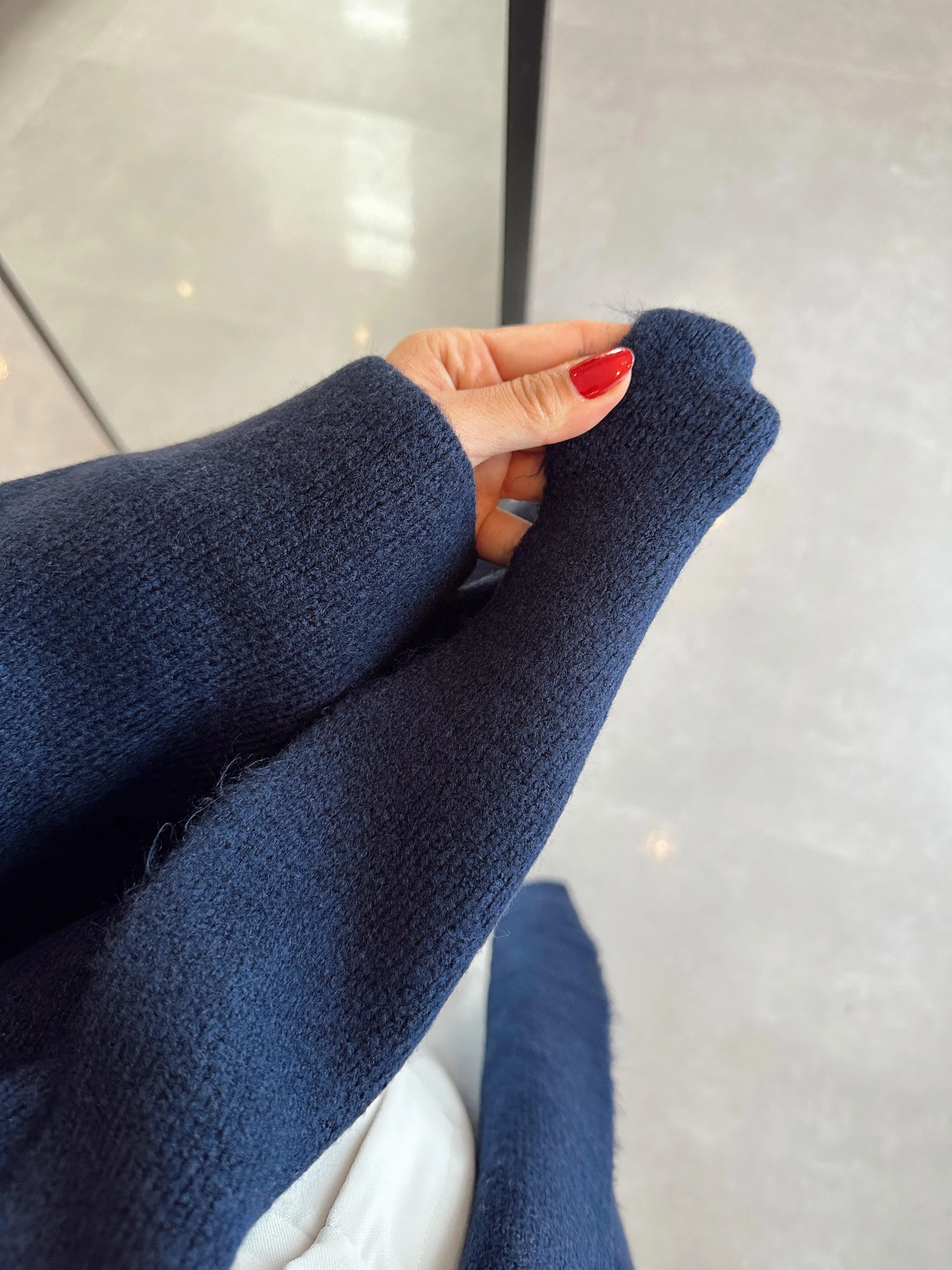 Navy Heavy Longline Coat Cardigan - Image 4