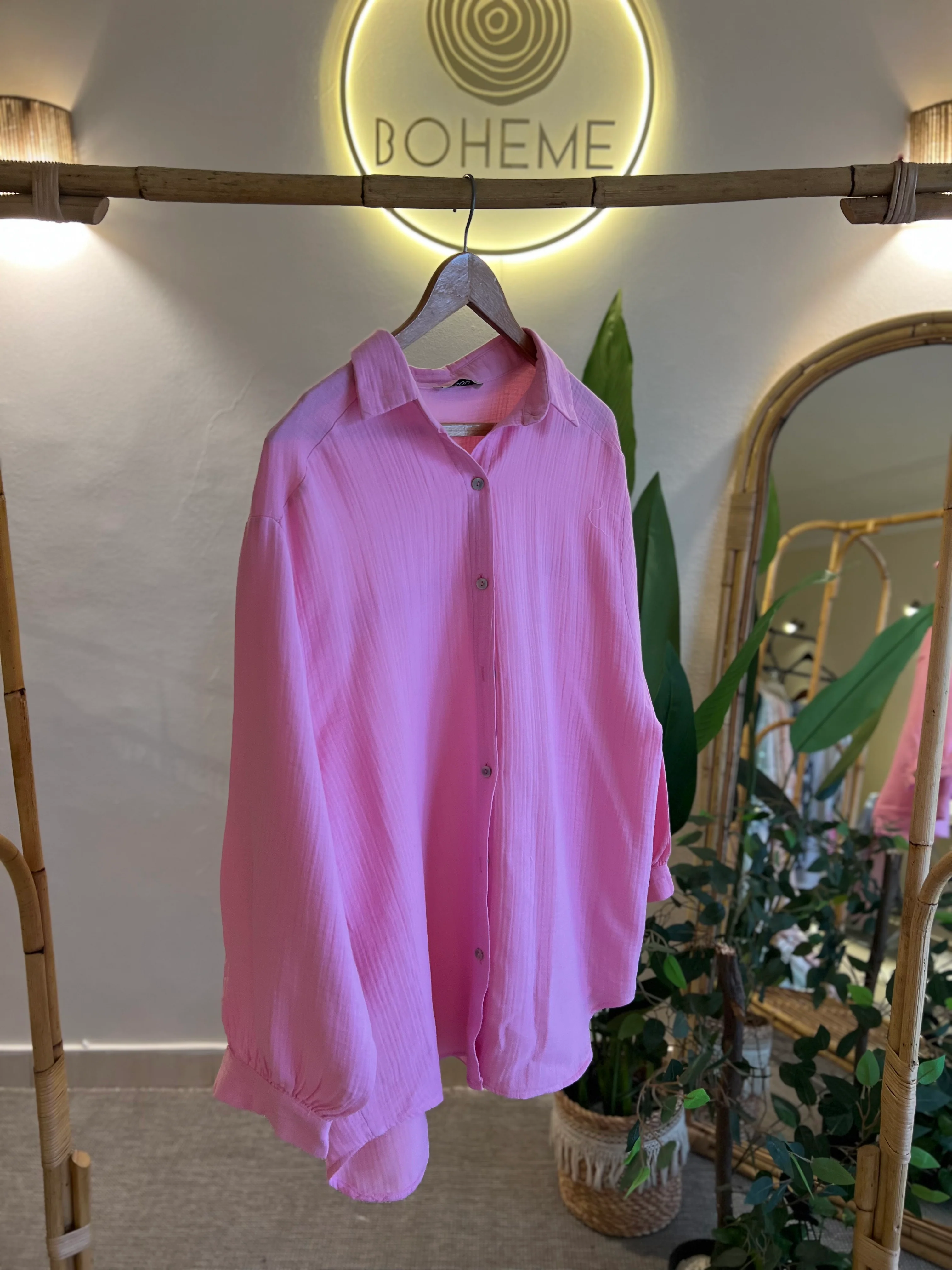 Pink Muslin Cotton Oversized Shirt - Image 9
