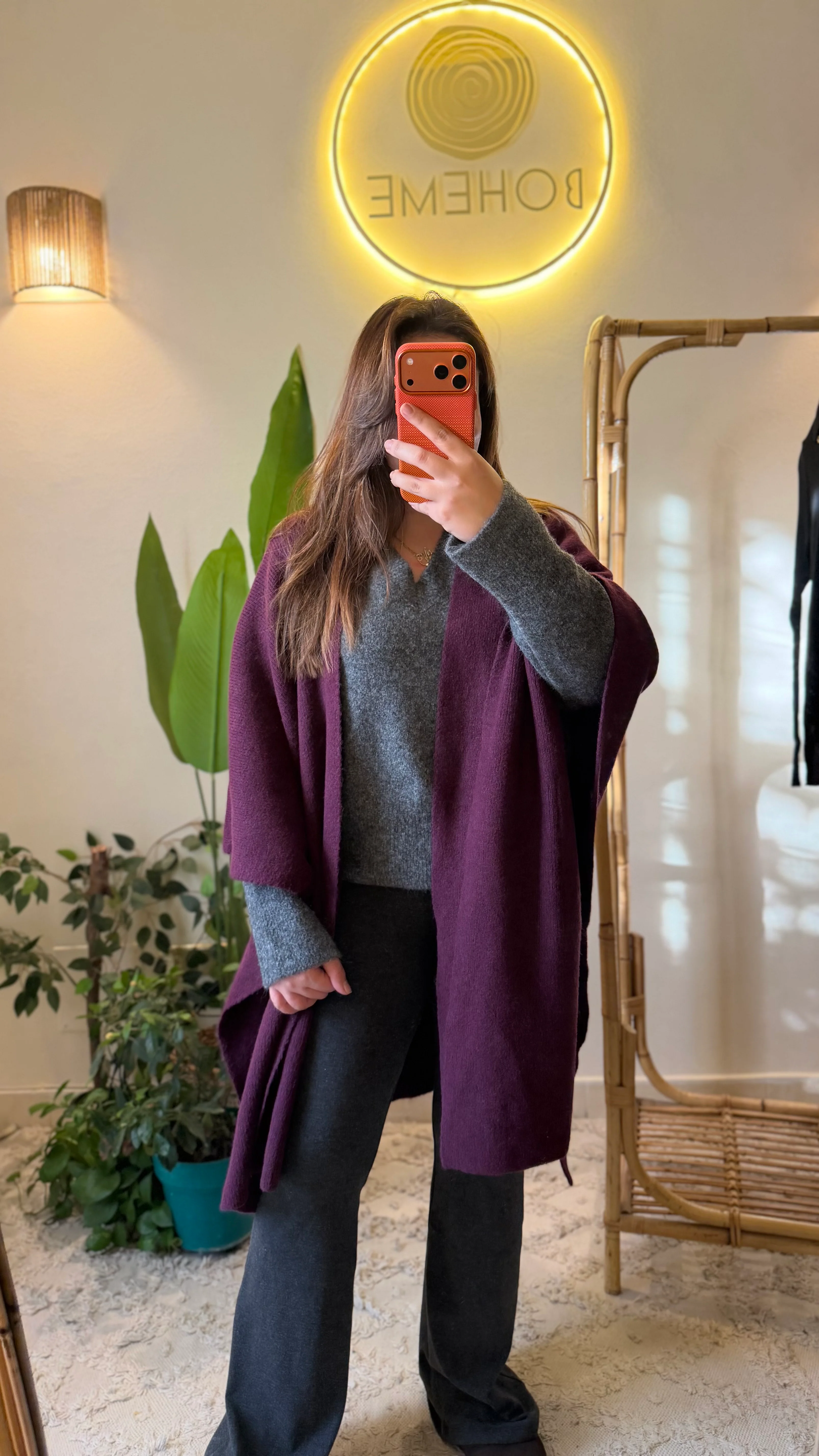 Purple Heavy Poncho With Pockets - Image 6
