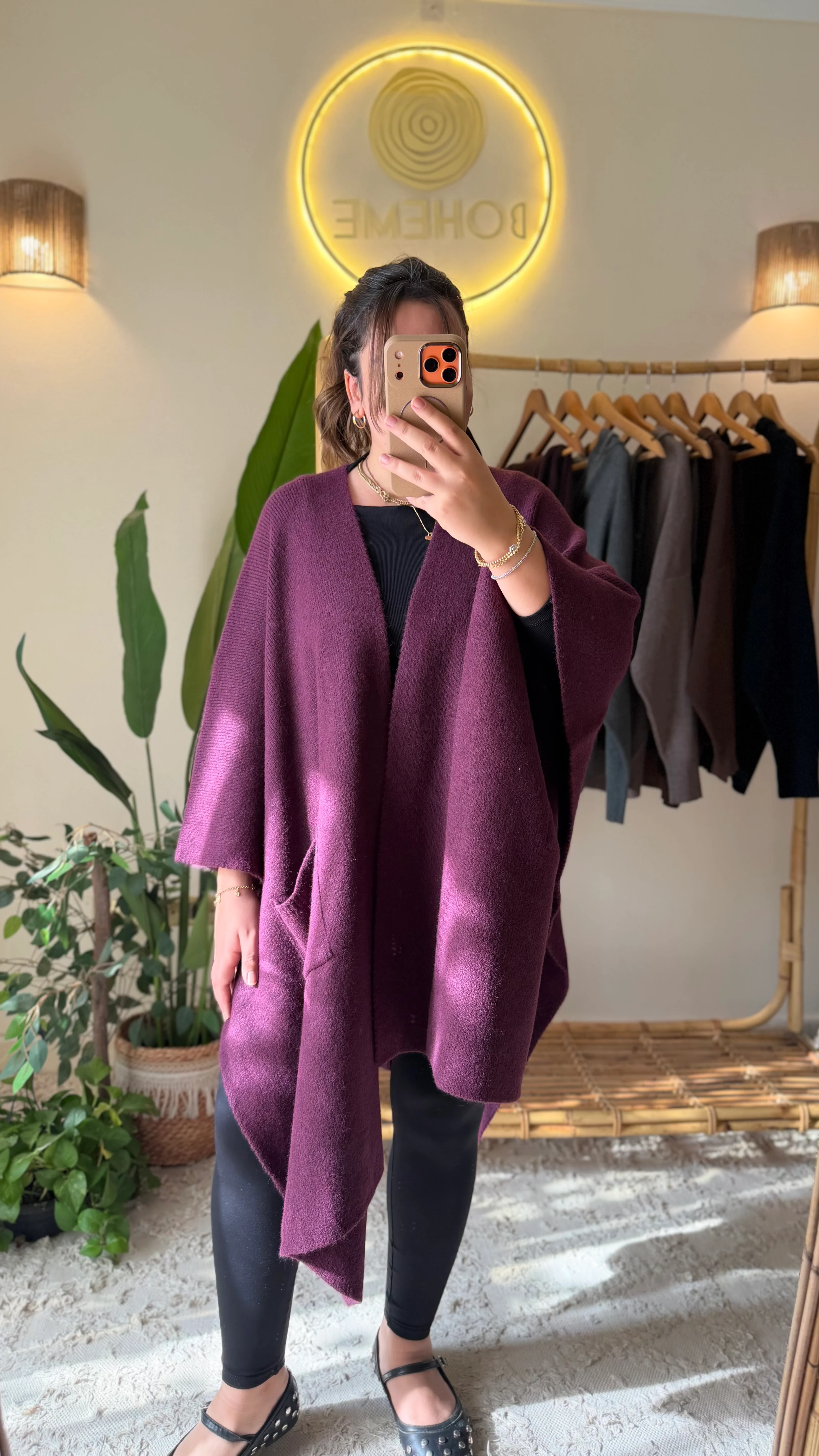 Purple Heavy Poncho With Pockets - Image 7