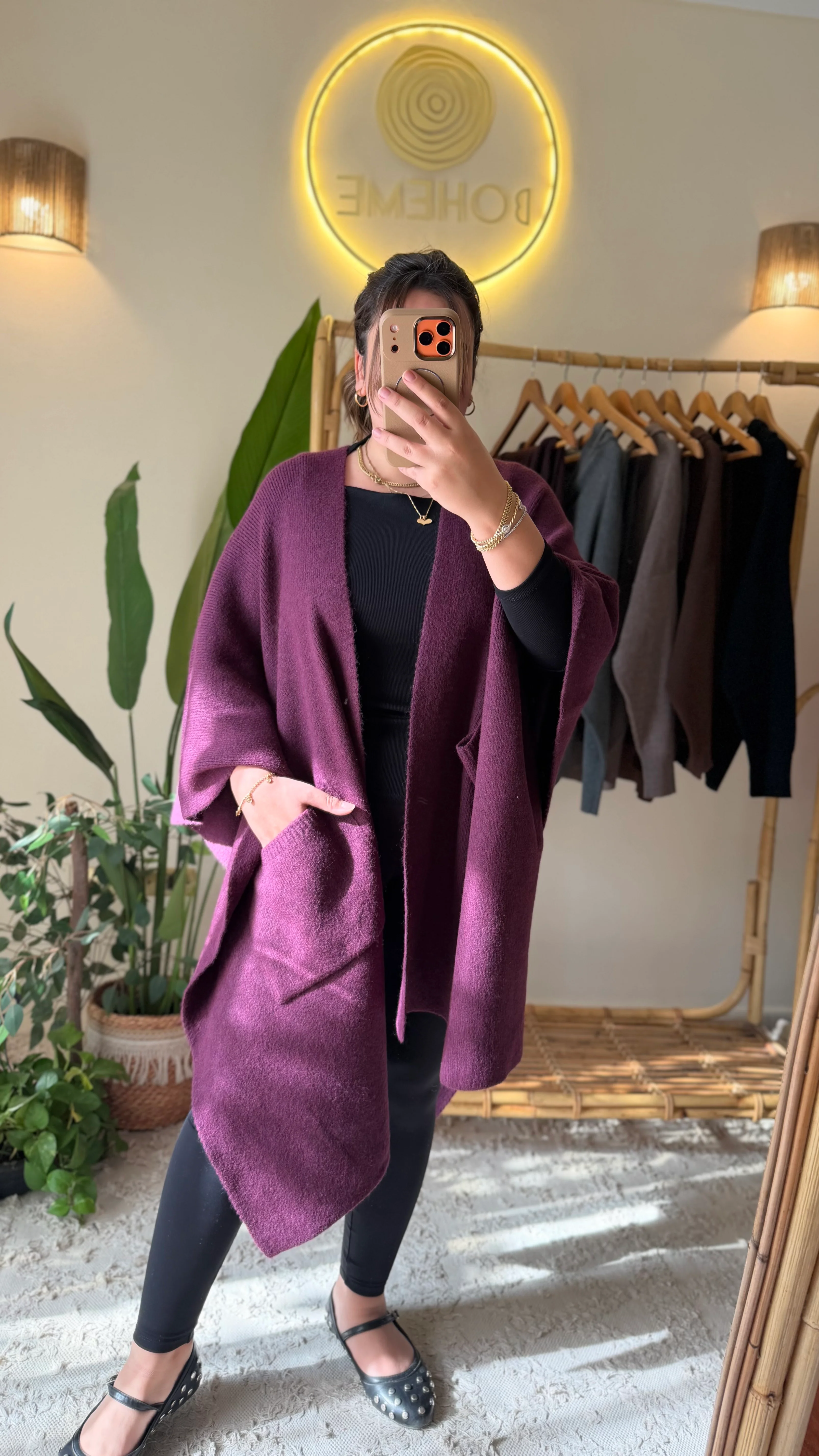Purple Heavy Poncho With Pockets - Image 8