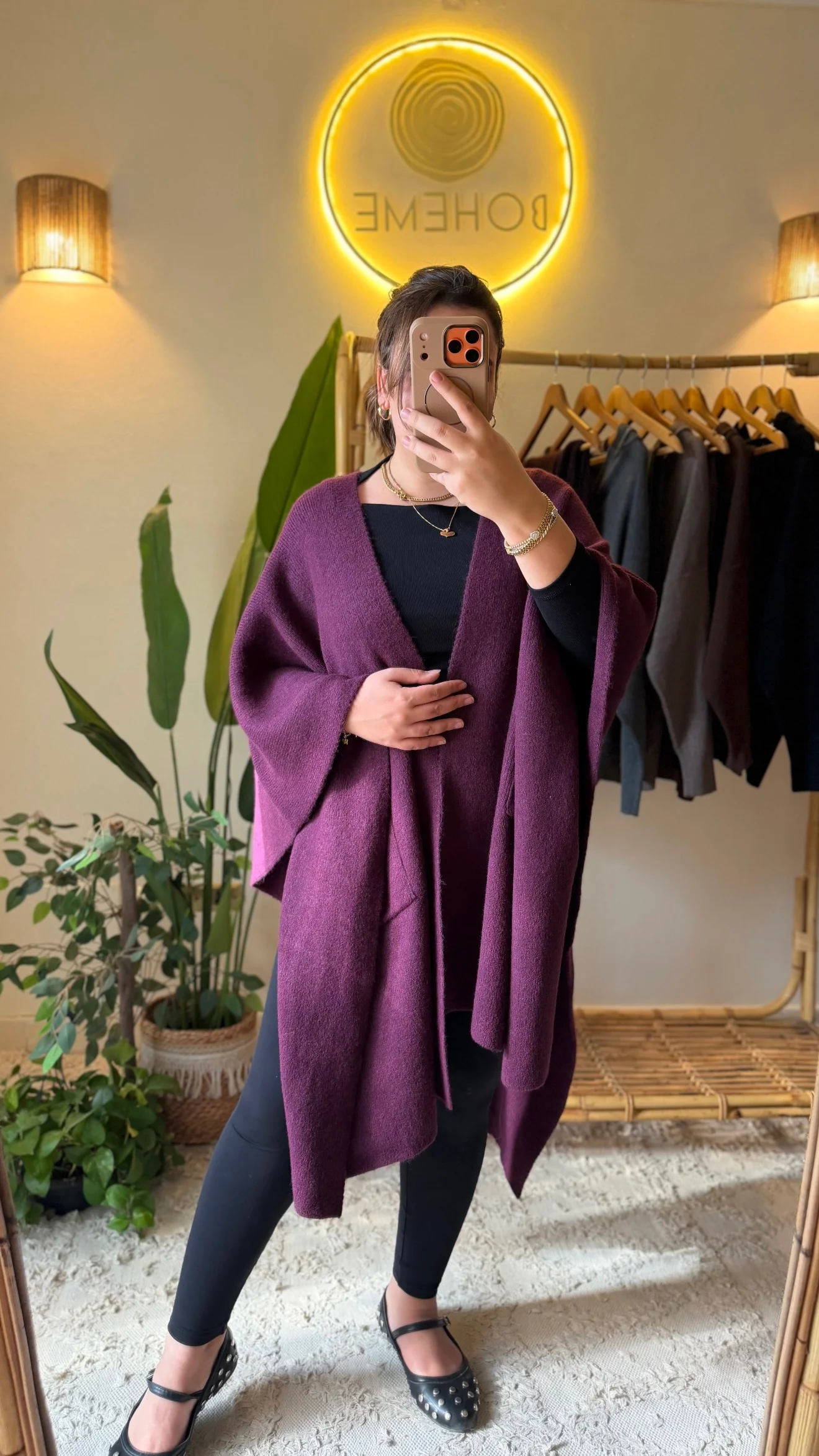 Purple Heavy Poncho With Pockets - Image 9