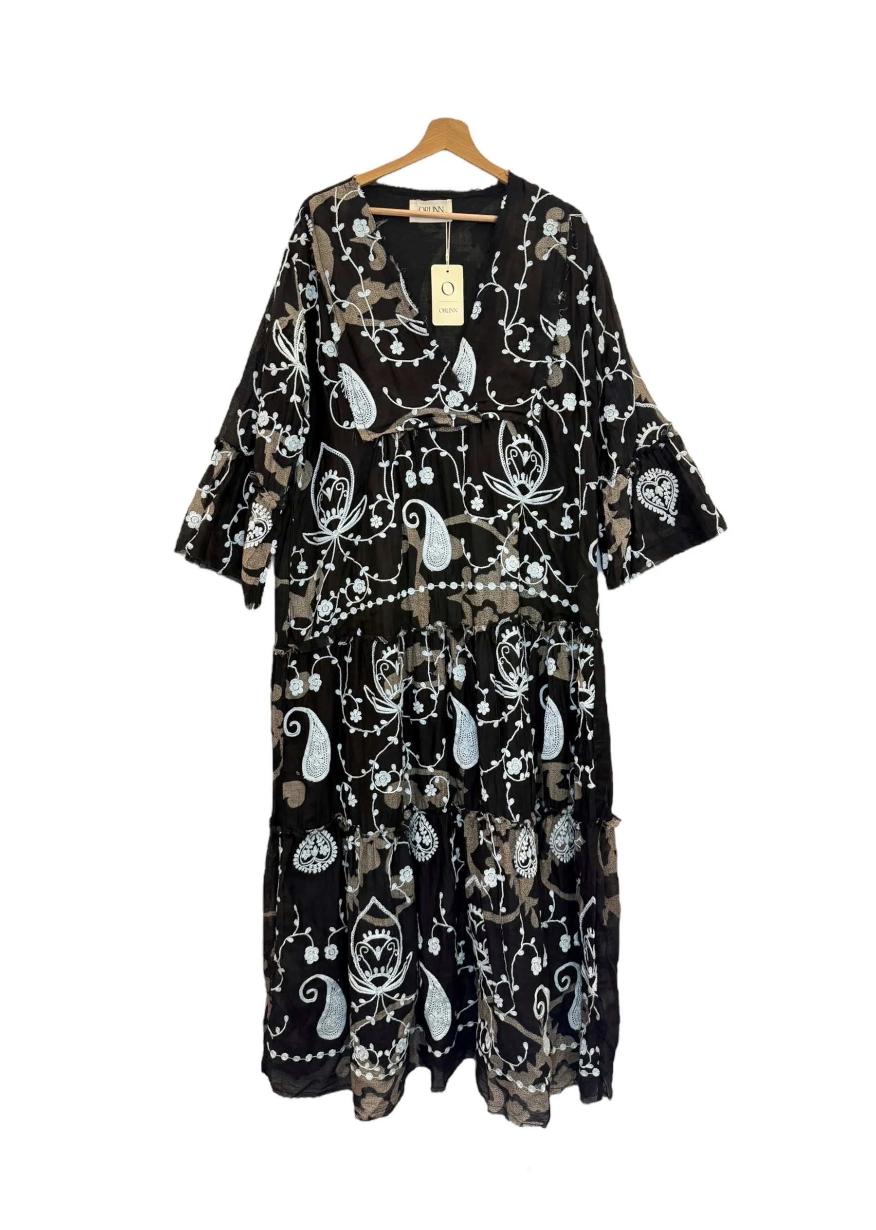 The French Black Embroidered Paisly Dress - Image 3