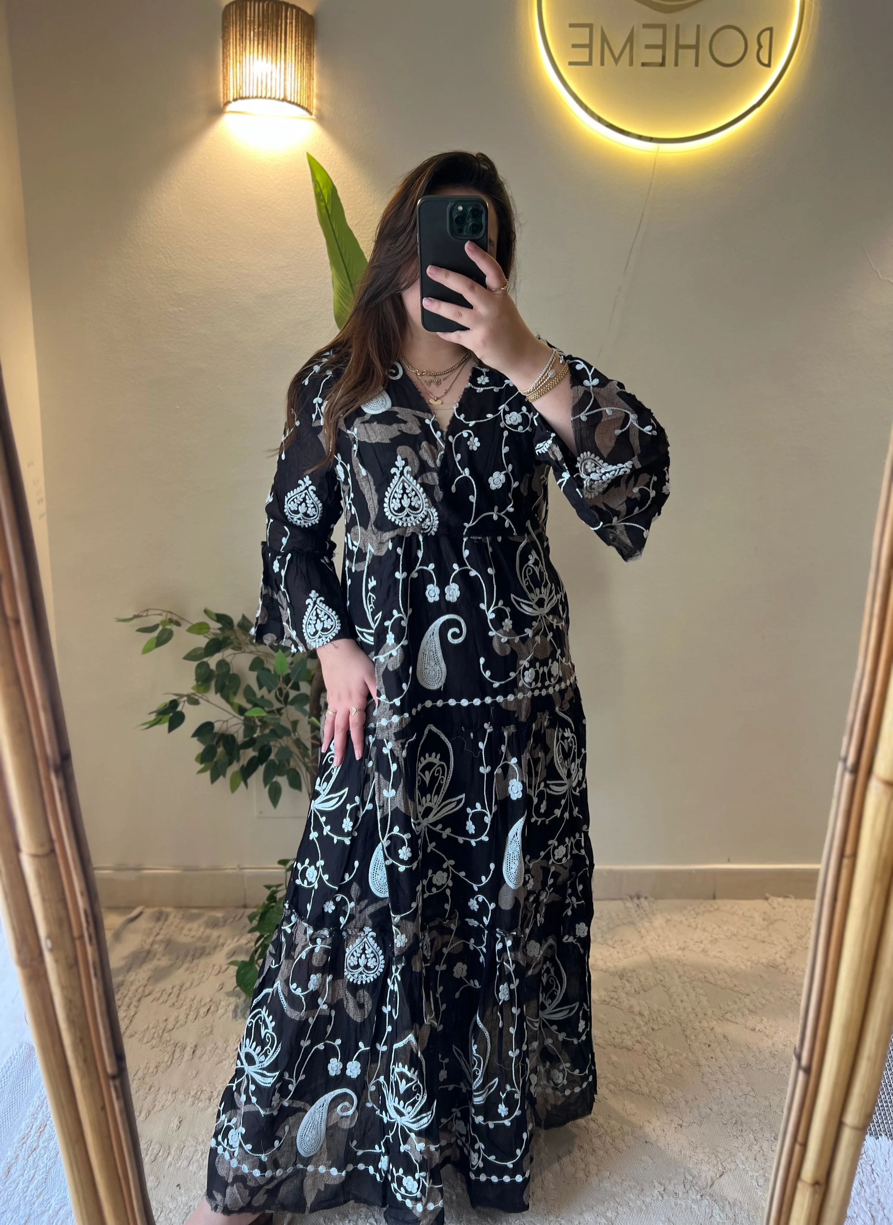 The French Black Embroidered Paisly Dress - Image 4