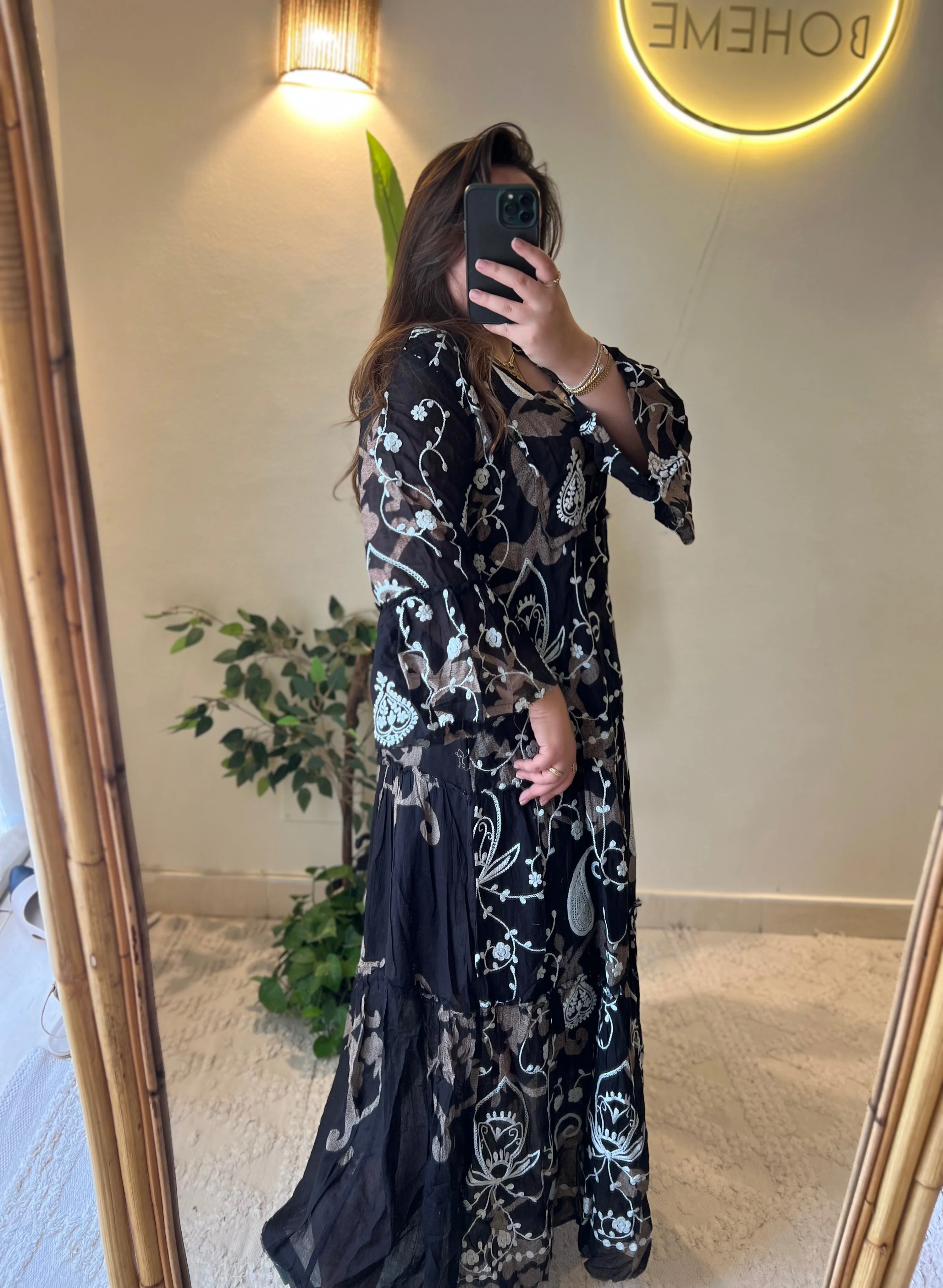 The French Black Embroidered Paisly Dress - Image 6