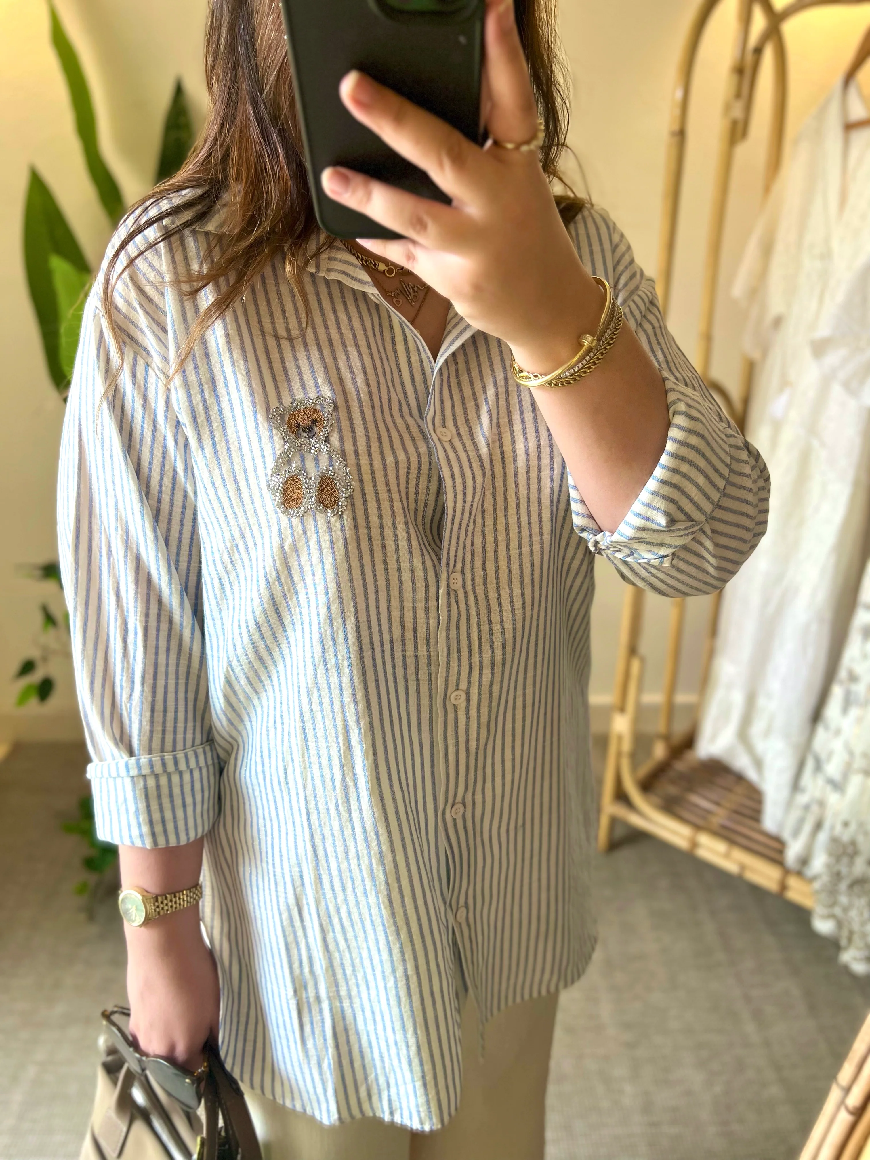 The Striped Blue Glam Bear Shirt - Image 4