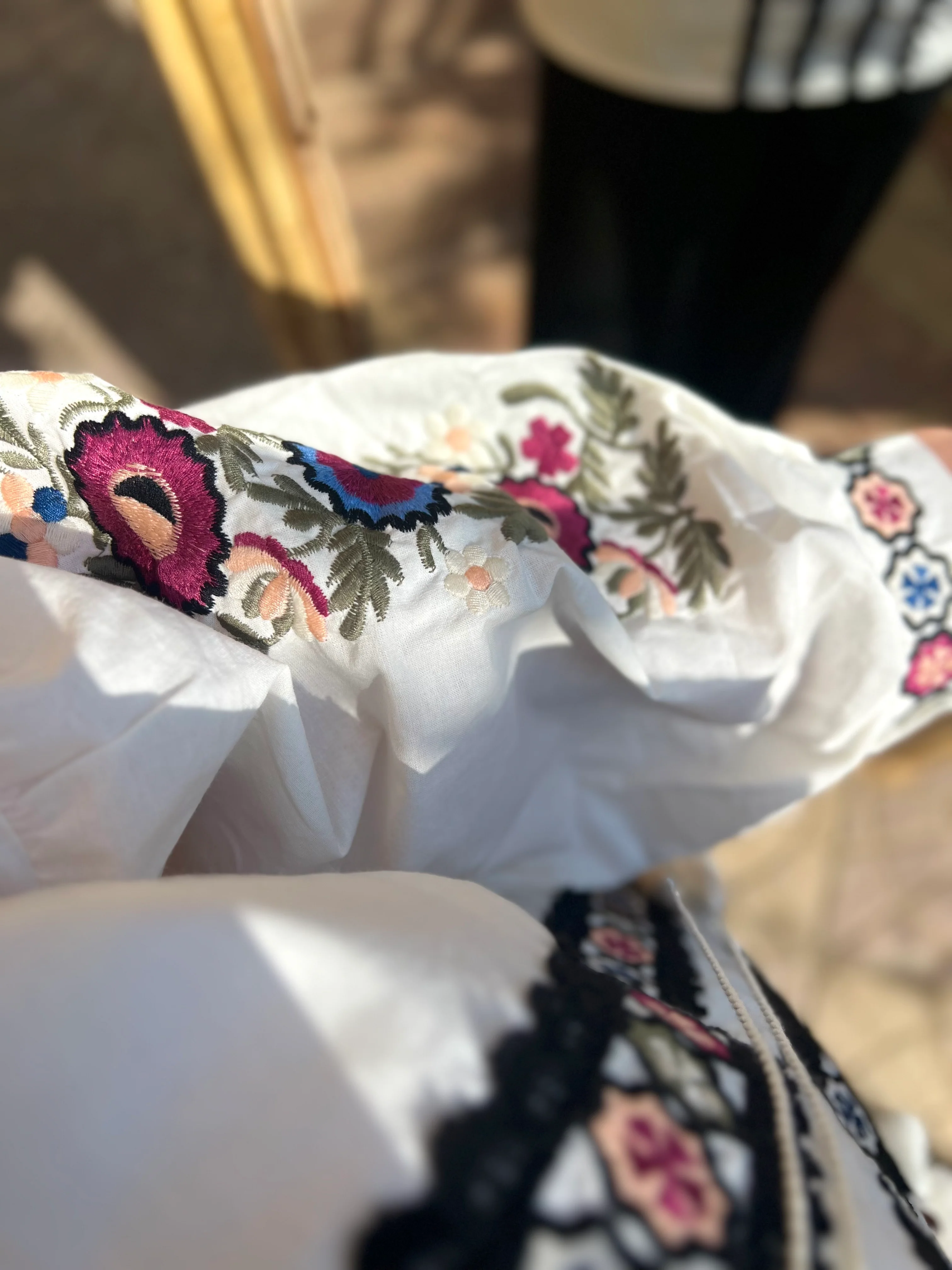 White Floral Embroidered Shirt Blouse - Image 3