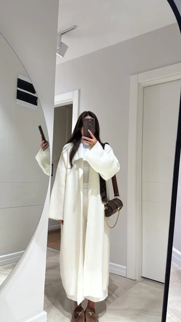 Cream Heavy Longline Coat Cardigan - Image 3